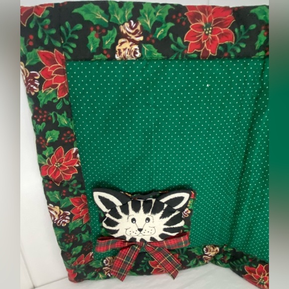 90s Christmas Cat Mitt potholder placemat SET quilted Holiday LOT Vintage Franco - Picture 14 of 16